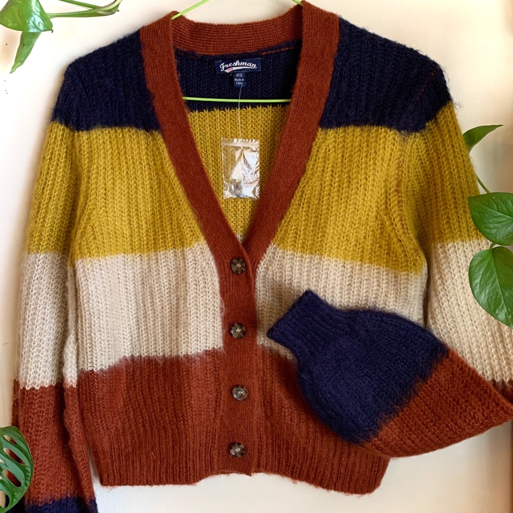 🔵🔶🟡 Striped Freshman 1996 Cardigan 🟡🔶🔵